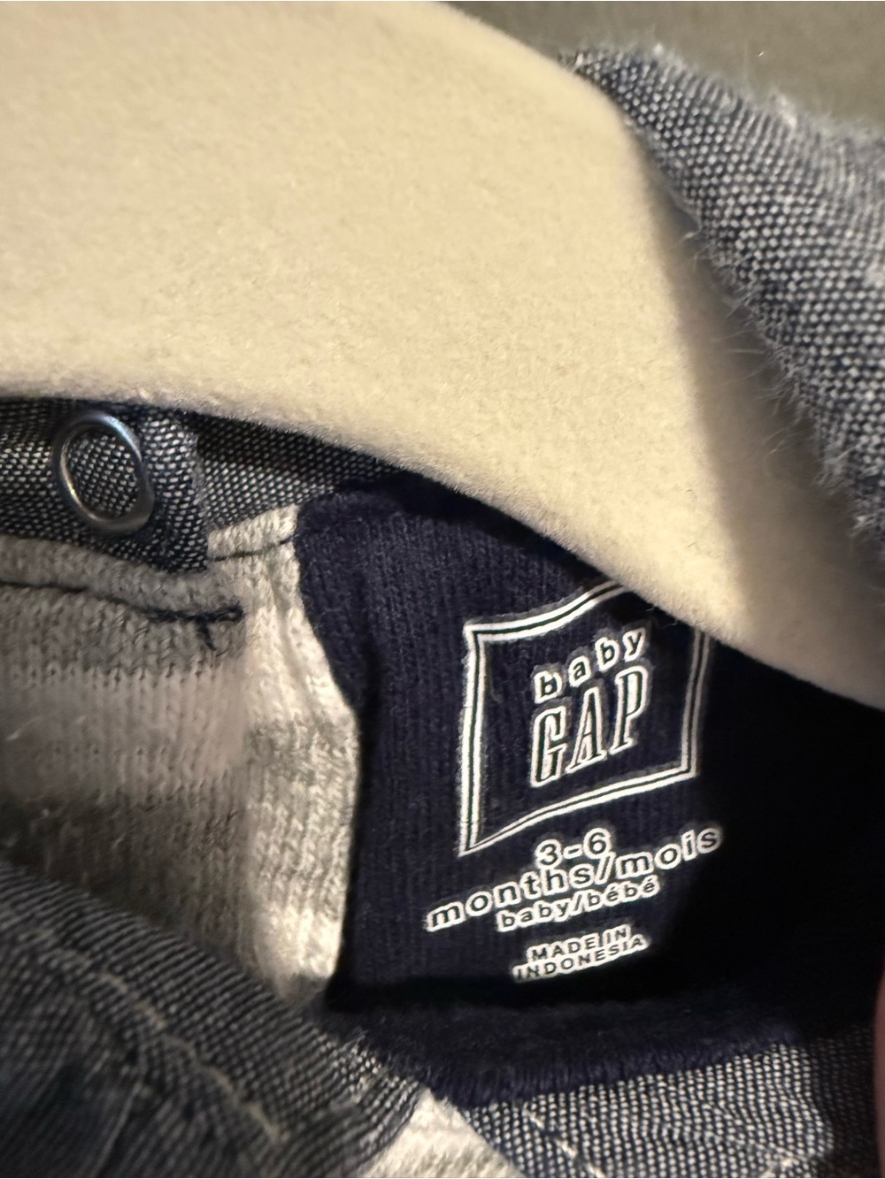 3-6M GAP Baby Boy’s Striped Grey & Navy One-Piece with Collar - Picture 2 of 4